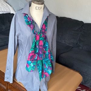 DKNY button up fitted long blouse